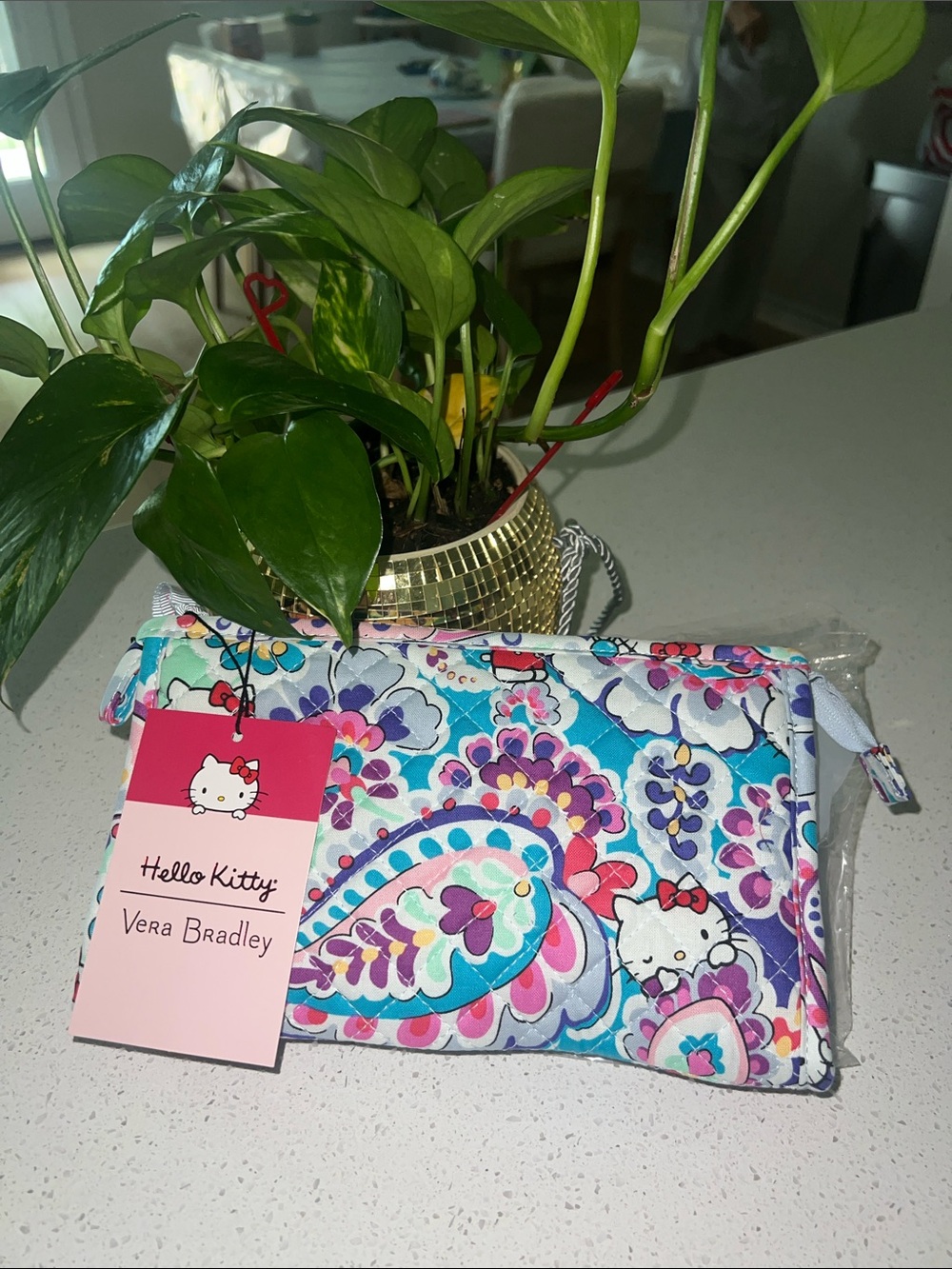 Vera Bradley Hello Kitty Paisley Quilted Zip Pouch - Blue, Purple, Pink